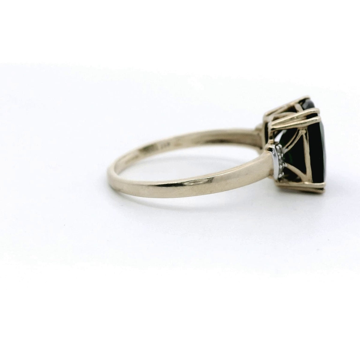 9ct Gold Ring Diopside Diamond Gemstone Size T 1/2 Hallmark 3g Cocktail Green