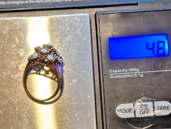 9ct Gold Ring Opal and Garnet 16x Hallmarked Size O 1/2
