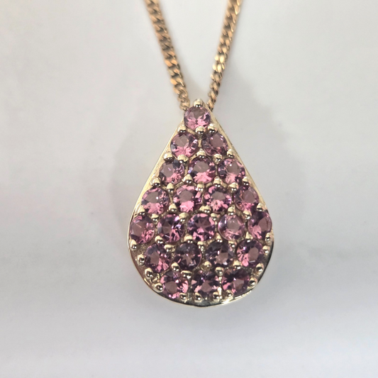 9ct Yellow Gold Pink CZ Cluster Pendant Hallmarked 375 Rose Slide October Gift
