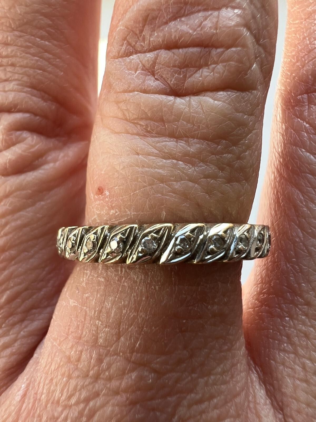 9ct Gold Ring Diamond Half Eternity 375 Hallmarked Size O 2.7g