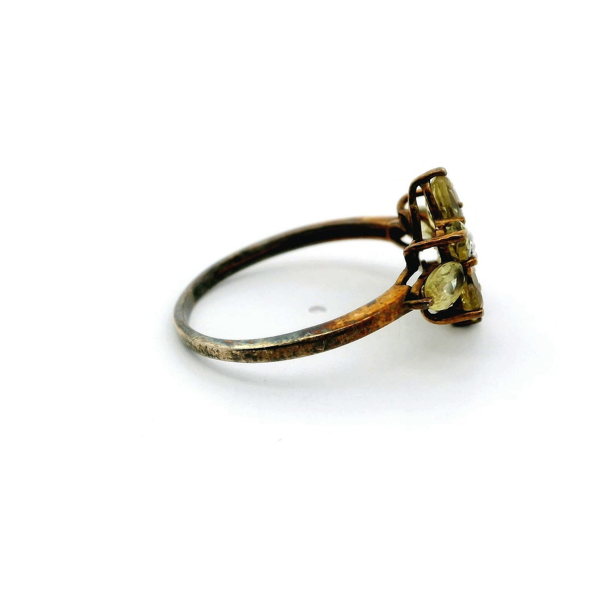 Apatite Diamond Ring 9ct Yellow Gold Size R 1/2 Hallmarked Cocktail  2.3g