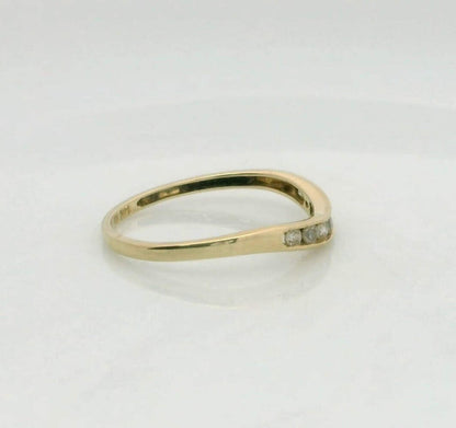 14ct Gold Wishbone Ring Cubic Zirconia Solid Band Hallmark Size O