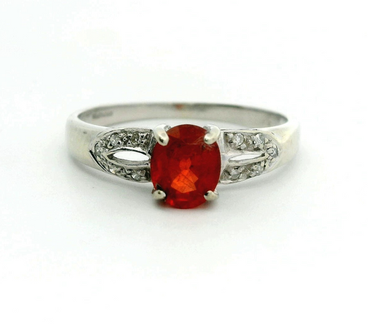 9ct Gold Cocktail Ring Topaz Diamond Stones Size O 1/2 Metal Hallmarked 2.1g