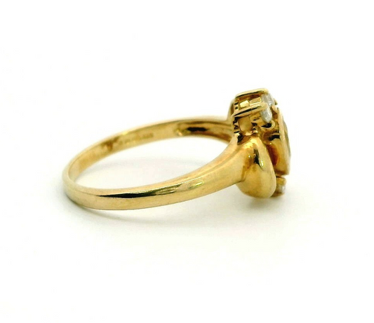 9ct Gold Ring Citrine Diamond Stones Size N 1/2 Hallmarked 375 2.6g