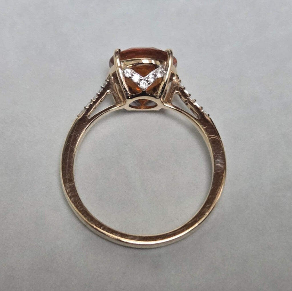 9ct Gold Fire Opal Ring Round Cut Size O 1/2 Hallmarked