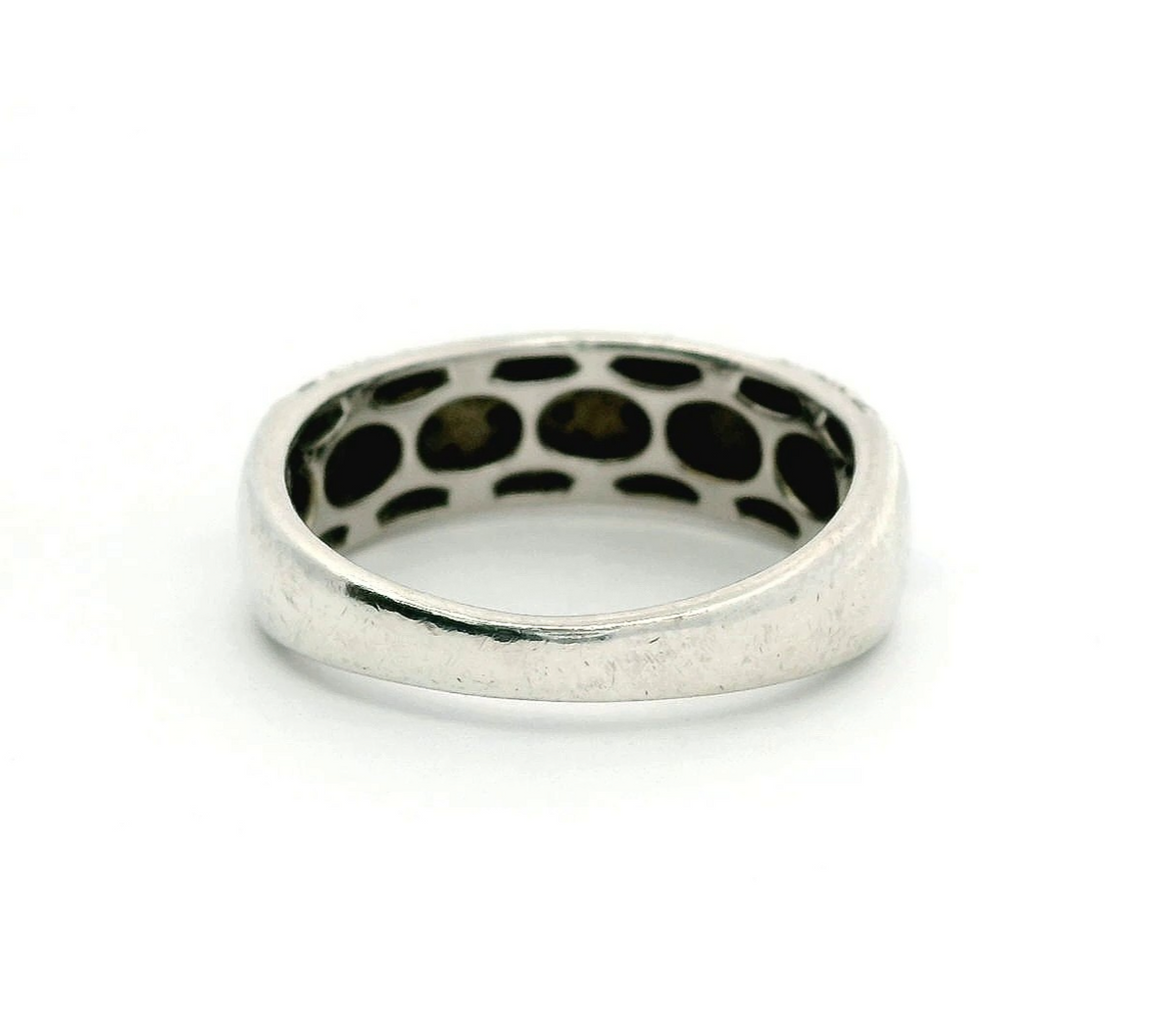 Silver Diamond Pavé Ring Size P 925 Stamped Wide Cluster Setting 4g