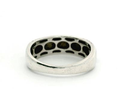 Silver Diamond Pavé Ring Size P 925 Stamped Wide Cluster Setting 4g