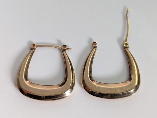 9ct Gold Oblong Earrings 9ct Yellow Gold Test Hollow 22mm x 22mm