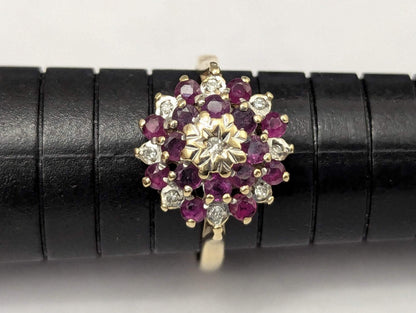 9ct Gold Ring Ruby and Diamond Hallmark Size O 1/2