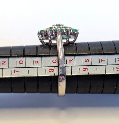 Silver Ring Green Emerald 925 Sterling Silver Stamped Size Q 4.4g May Birthstone