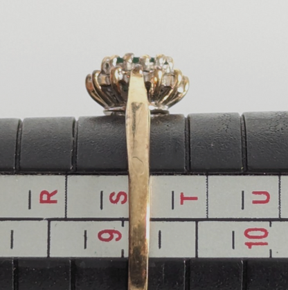 9ct Gold Ring Emerald Diamond Gemstones Size S Hallmarked 1.9g Halo Setting