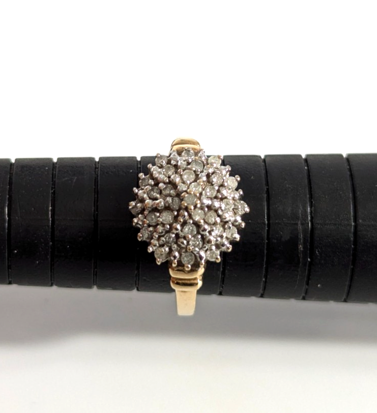 9ct Gold Ring Diamond Cluster Gemstones Size N Hallmarked 3.8g Cluster Setting