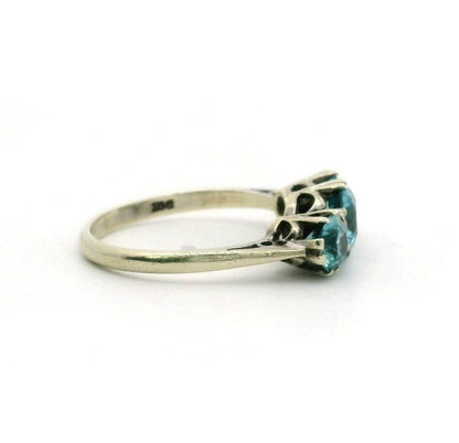 9ct White Gold Ring Topaz Blue Round 9k Stamped Size O 1/2 3.1g