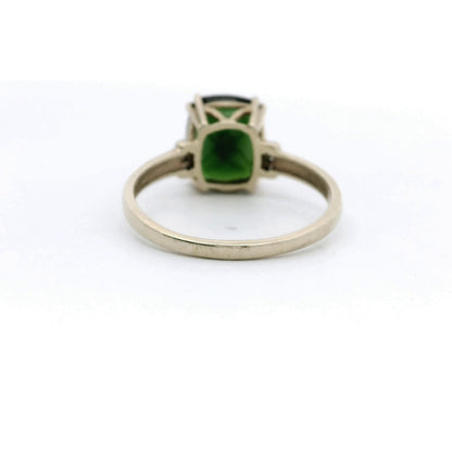 9ct Gold Ring Diopside Diamond Gemstone Size T 1/2 Hallmark 3g Cocktail Green