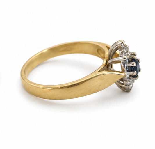 18ct Gold Sapphire Diamond Ring Size N Hallmarked 750 September 3.8g