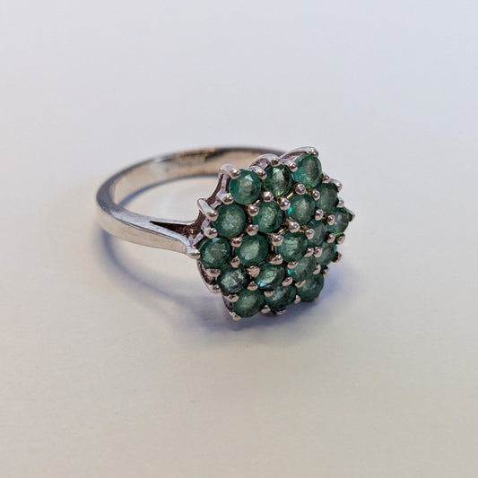 Silver Ring Green Emerald 925 Sterling Silver Stamped Size Q 4.4g May Birthstone