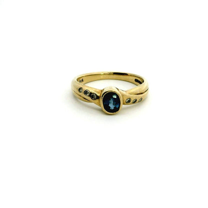 9ct Gold Ring Topaz Diamond Gemstones Size O 1/2 Hallmarked 375 December 2.8g