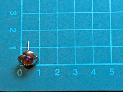 Vintage Amber Stud Earrings 9ct Yellow Gold 13.5mm x 9.1mm Orange Stones