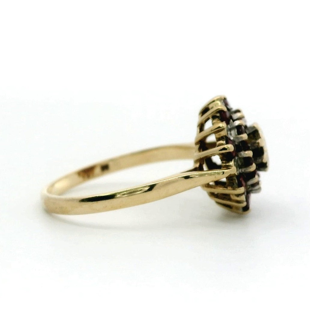 9ct Gold Ring Ruby and Diamond Hallmark Size O 1/2