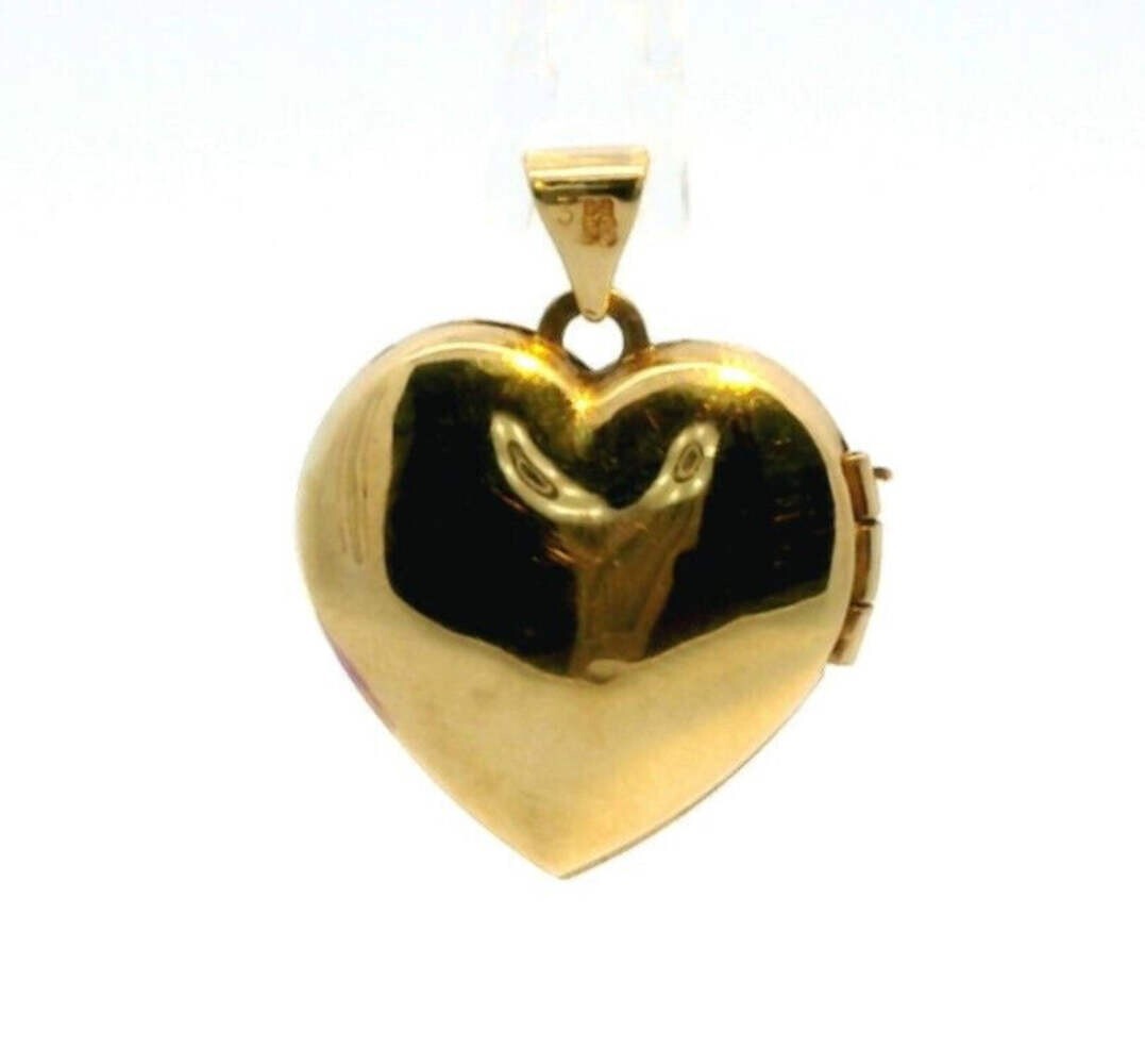 9ct Multi Tone Heart Locket Pendant 375 Gold Hallmark Size 24mm x 20mm