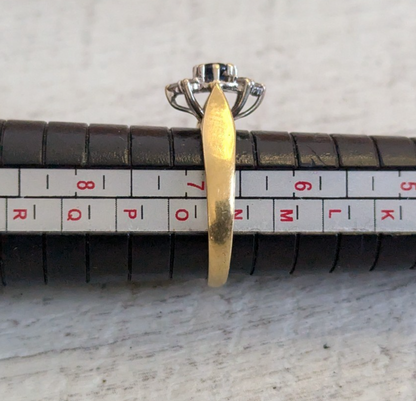 18ct Gold Sapphire Diamond Ring Size N Hallmarked 750 September 3.8g