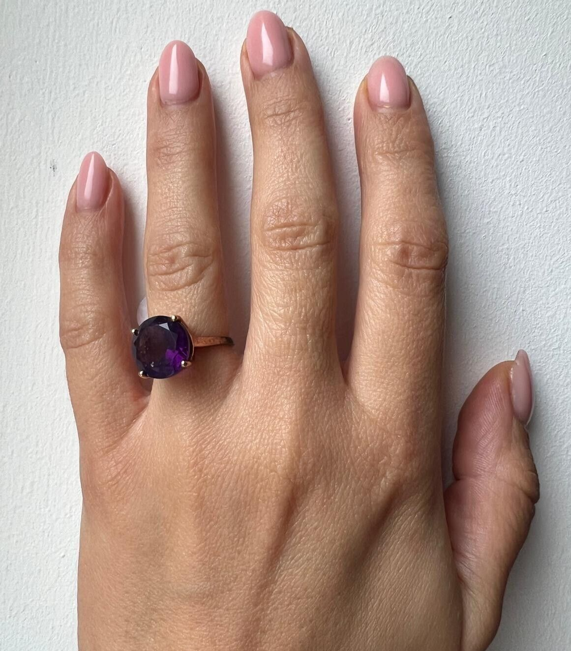 9ct Rose Gold Ring Purple Amethyst Single Hallmarked Size J 1/2