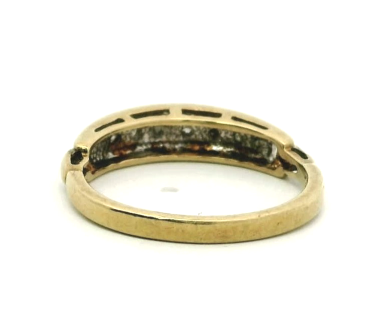 9ct Gold Half Eternity Ring Diamond Gemstones Hallmarked Size N 2.1g Stacking