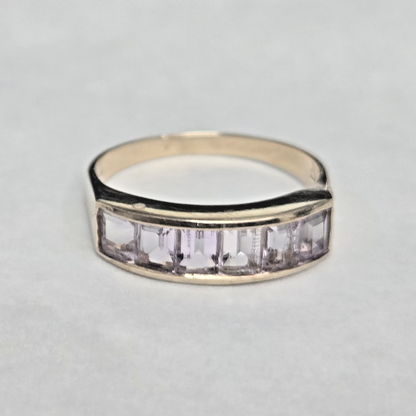 9ct Gold Ring Amethyst Purple 6x Channel Set Size N 1/2 Hallmarked