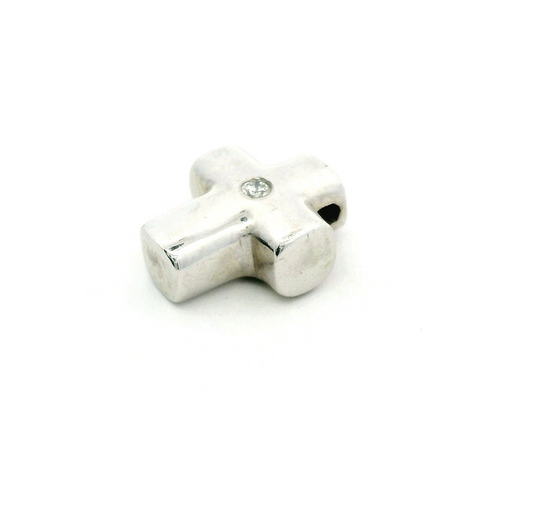 9ct White Gold Cross Pendant Charm Diamond Stone 12mm x 10mm Hallmarked 2.3g