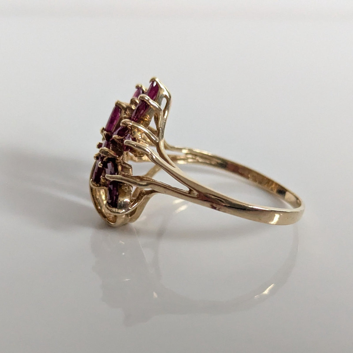 9ct Gold 14 Ruby Ring Size S Hallmarked 375 Cluster July 4g