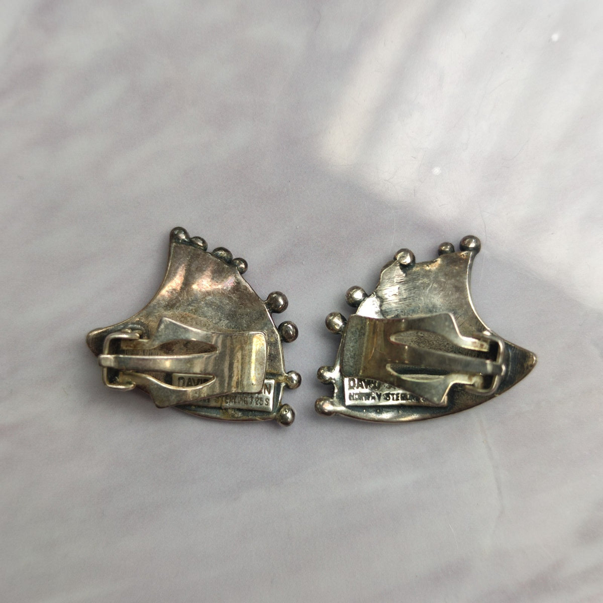 Vintage David Andersen Norway Sterling Silver 925S Fan Clip On Earrings 8.5g