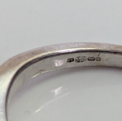 18ct White Gold Ring 10 Diamond Solid Band Hallmark Size J 1/2