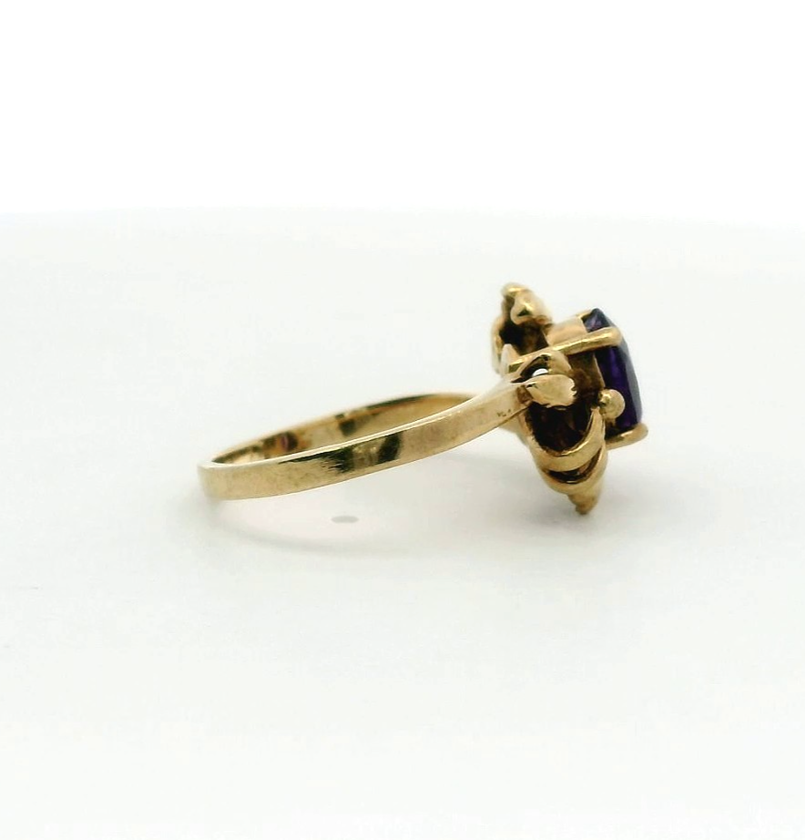 9ct Gold Ring Amethyst Purple Oval Cut Hallmark Size O 1/2 3.4g