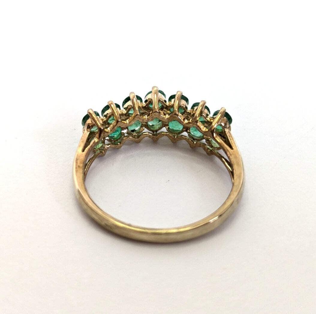9ct Gold Ring Emerald Green 14x Hallmarked Size Q 2.5g
