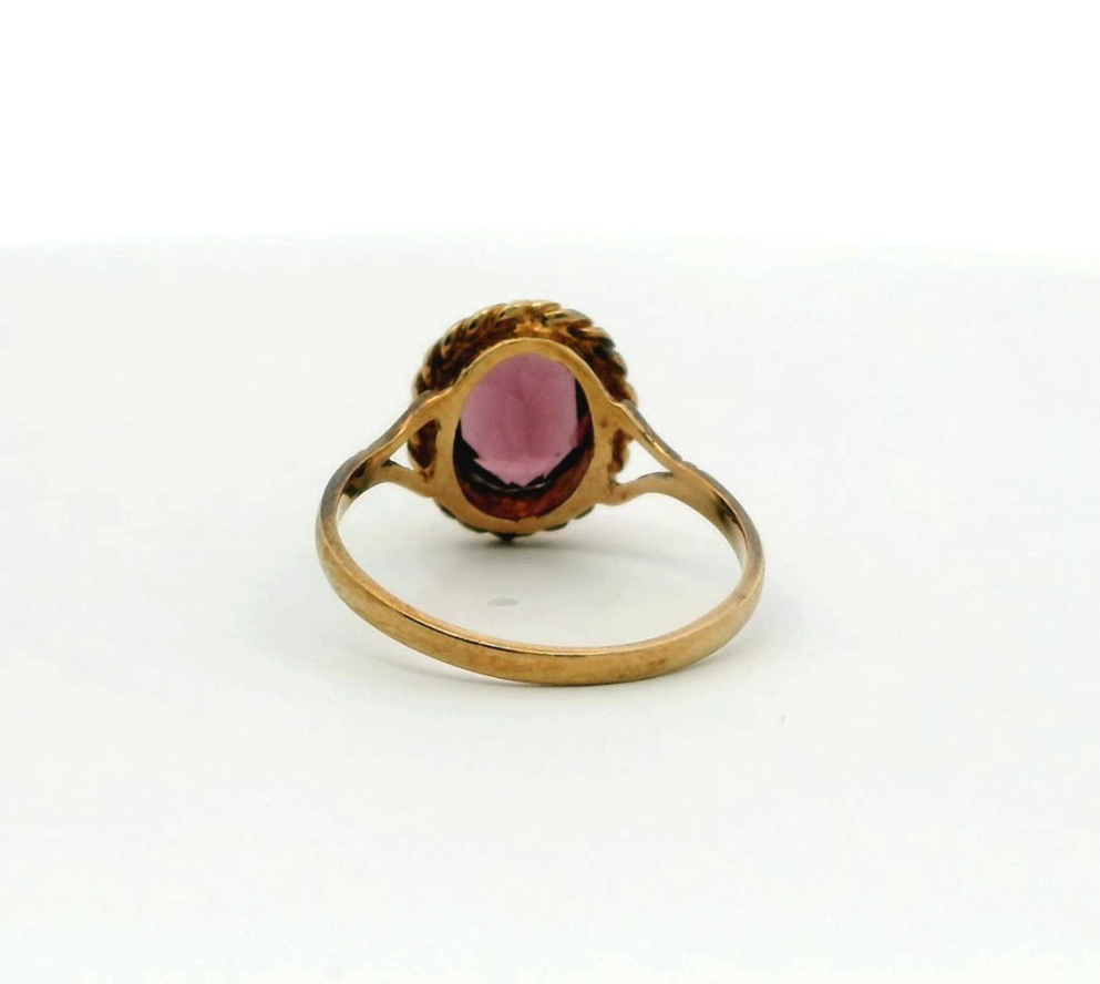 9ct Gold Ring Amethyst Purple Vintage Solitaire Hallmark Size R