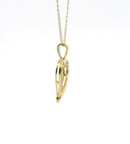 18ct Yellow Gold Necklace Diamond Stones Heart Pendant 50cm Long Hallmarked 2.3g