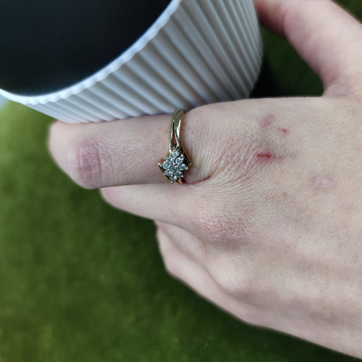 9ct Gold Ring Diamond Solid Band Hallmark Size N