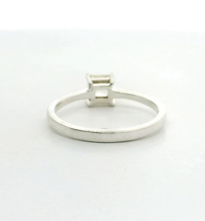 Silver Ring Yellow Sunstone Stone Ring 925 Solitaire Size R Certification 1.9g