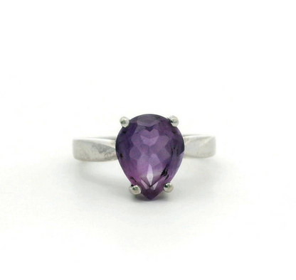 Silver Ring Amethyst 925 Stamped Size N Certificate 6g February Birthstone