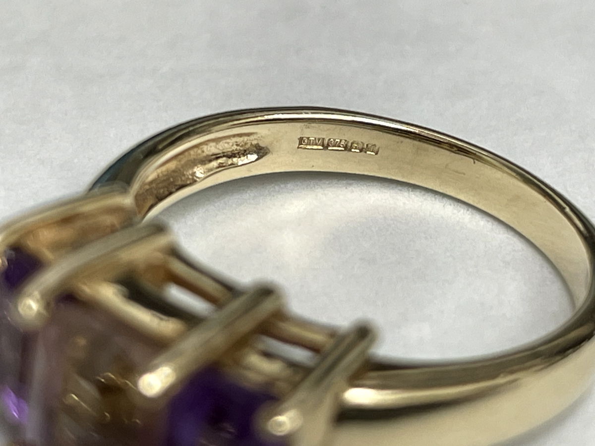 9ct Gold Ring Amethyst And Ametrine Hallmarked Size N Half