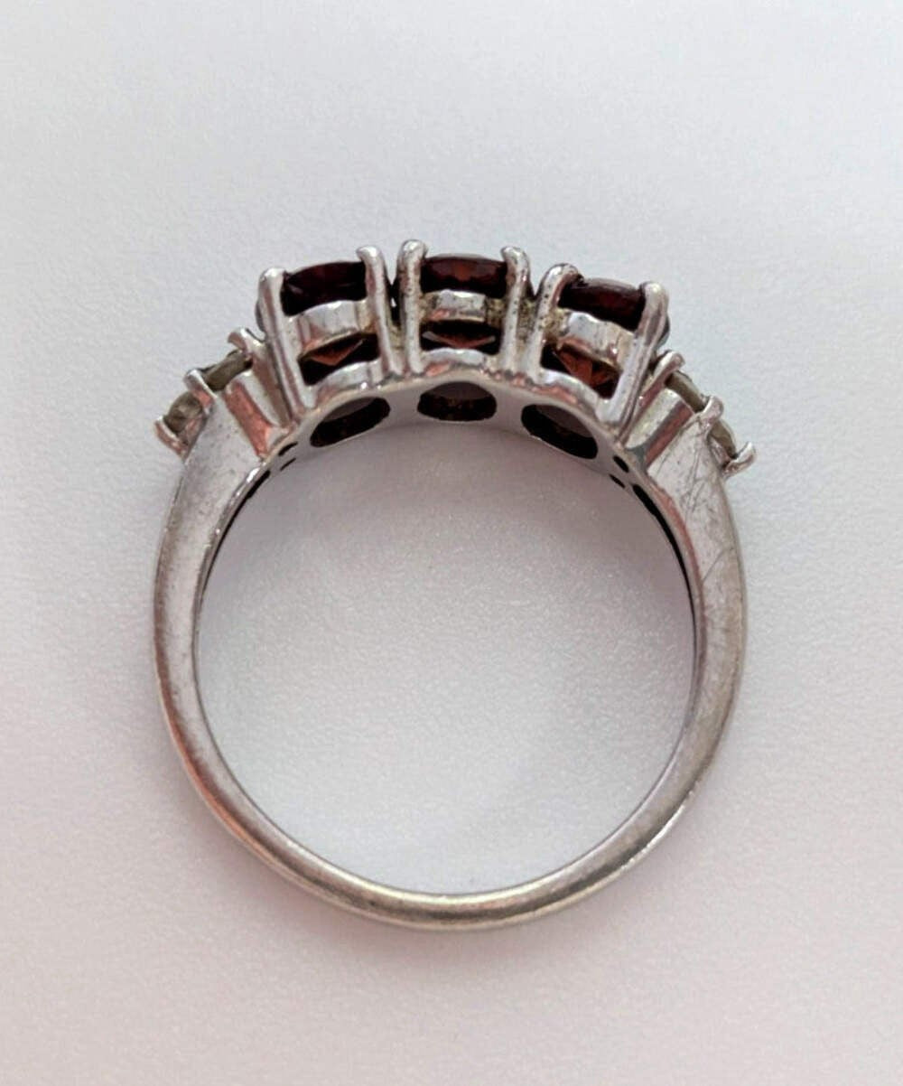Silver Ring Zircon Stones 925 Stamped Size N Certification Prong Setting