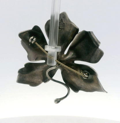 Vintage Anton Michelsen Gertrud Engel 925 Sterling Silver Leaf Brooch Denmark
