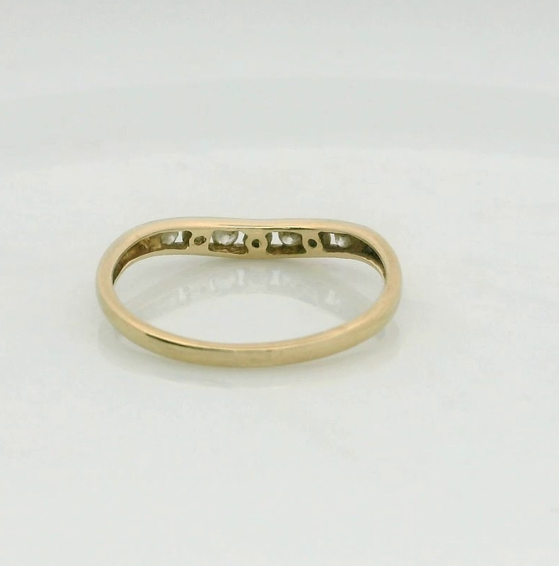14ct Gold Wishbone Ring Cubic Zirconia Solid Band Hallmark Size O