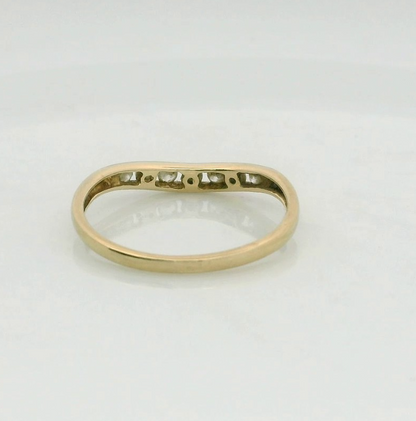 14ct Gold Wishbone Ring Cubic Zirconia Solid Band Hallmark Size O