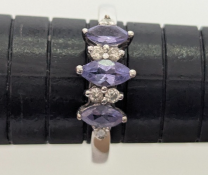 14ct Gold Ring Tanzanite Diamonds Stones Size N 1/2 14k Stamp 2.2g