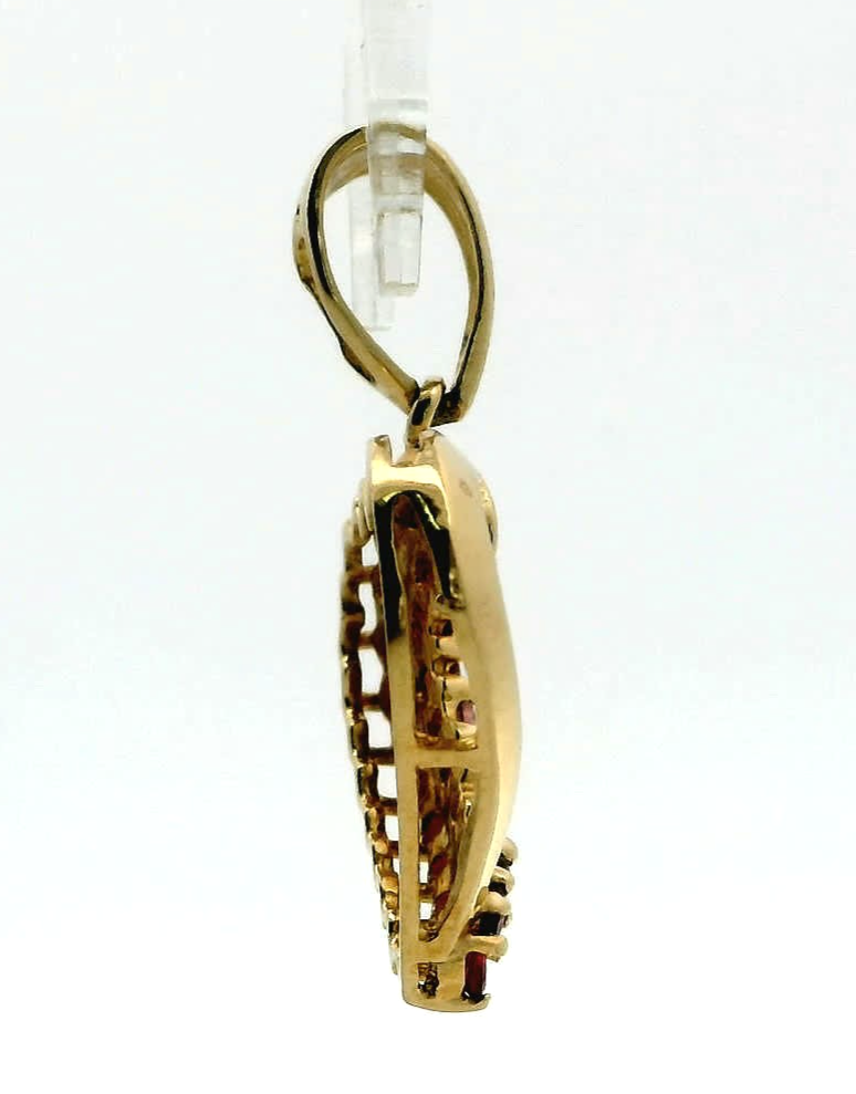 9ct Gold Heart Pendant Charm Tourmaline Diamond Stones Hallmarked 2.7g