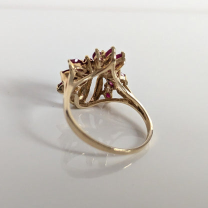 9ct Gold 14 Ruby Ring Size S Hallmarked 375 Cluster July 4g