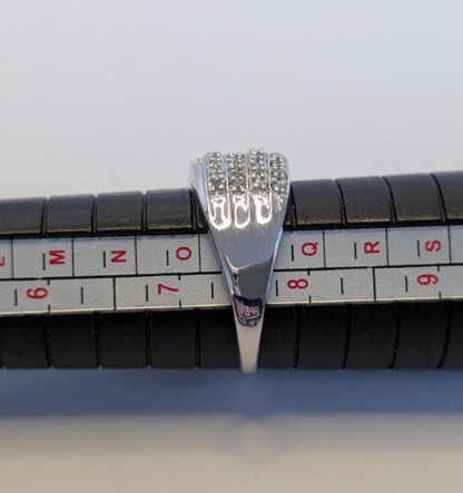 Silver Ring Diamond Wide Band 925 Sterling Stamped Size P 4.5g April Birthstone