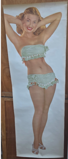 Pat Hall 1950 American Life Size Pin-Up Poster Paper 157cm x 55cm Vintage