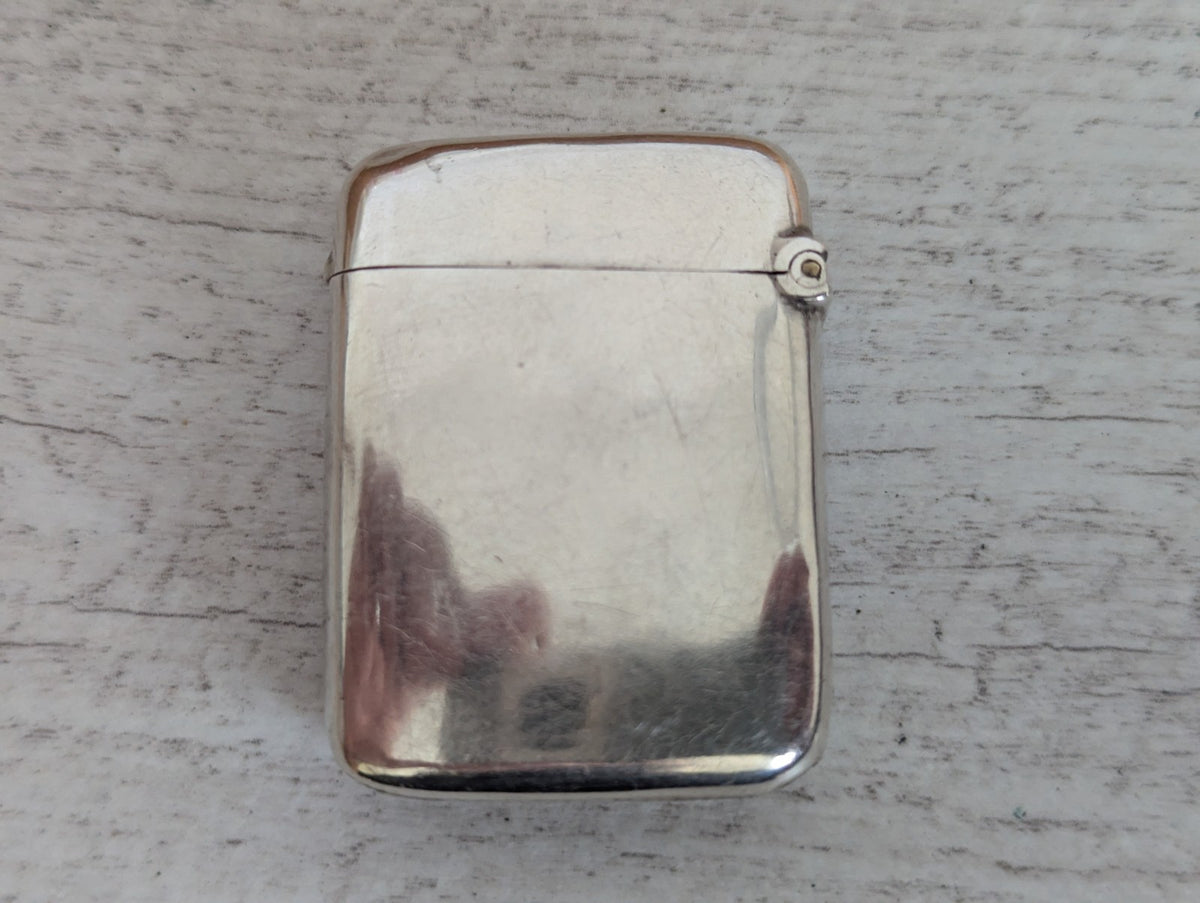 Antique 1891 Sterling Silver Vesta Case Birmingham Hallmarked 35 x 45mm
